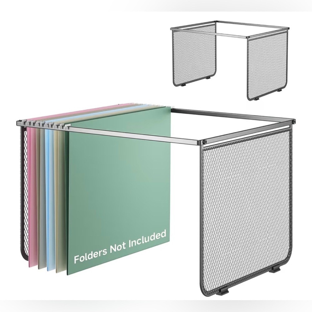 Set Of 2 : Hanging File Folder Frame Organizer with Metal Mesh